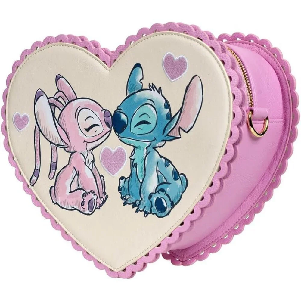 Lilo & Stitch Angel Heart Kiss Faux Leather Crossbody Bag Gift for Her